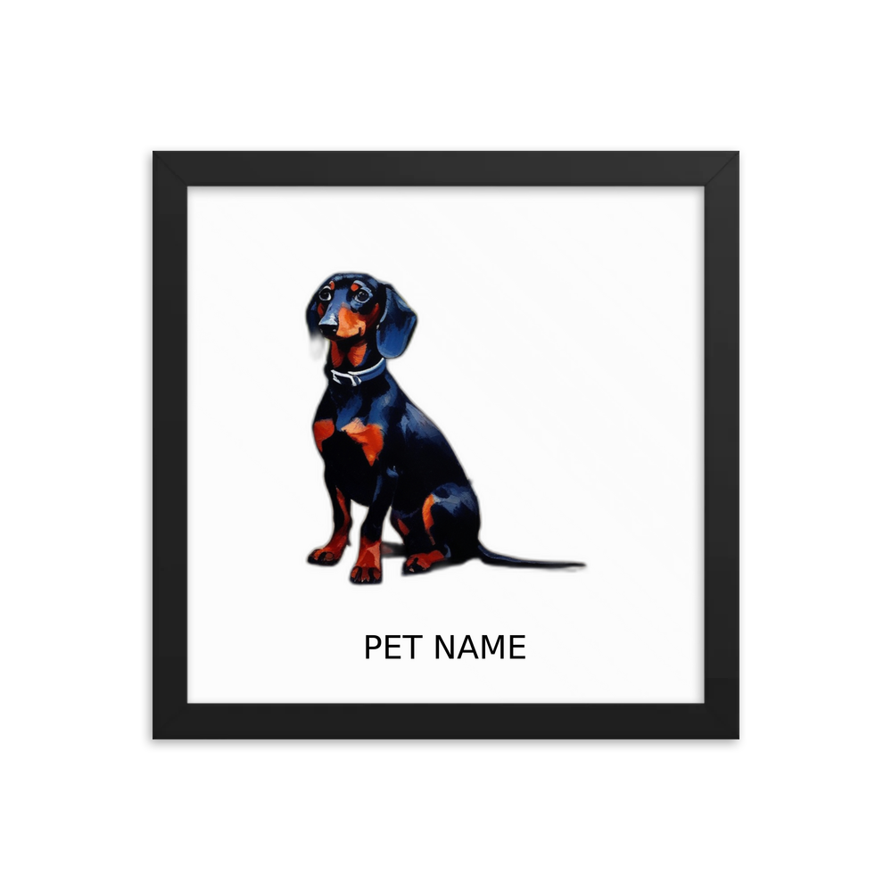 PugMug Custom Black Dachshund Framed Print with Your Pet’s Name