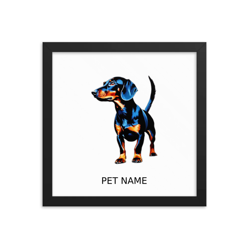 PugMug Custom Black Dachshund Framed Print with Your Pet’s Name