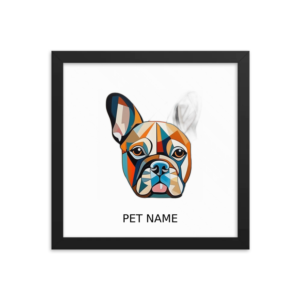 PugMug Custom Tan French Bulldog Framed Print with Your Pet’s Name