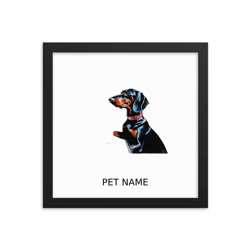PugMug Custom Black Dachshund Framed Print with Your Pet’s Name