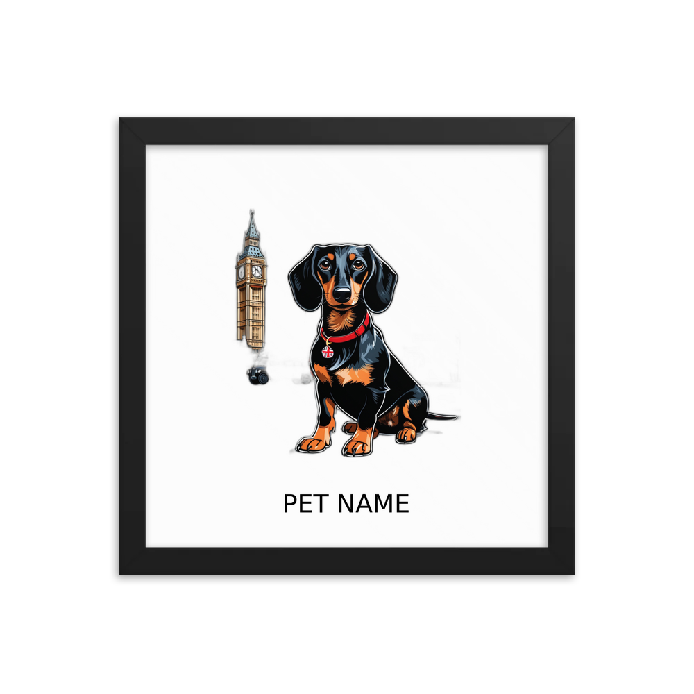 PugMug Custom Black Dachshund Framed Print with Your Pet’s Name