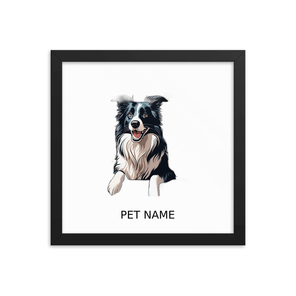 PugMug Custom Border Collie Framed Print with Your Pet’s Name