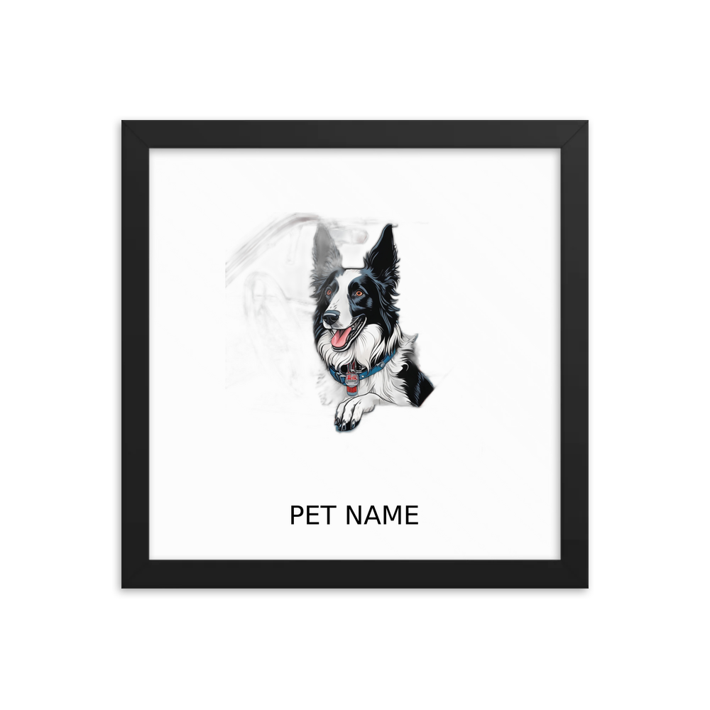 PugMug Custom Border Collie Framed Print with Your Pet’s Name
