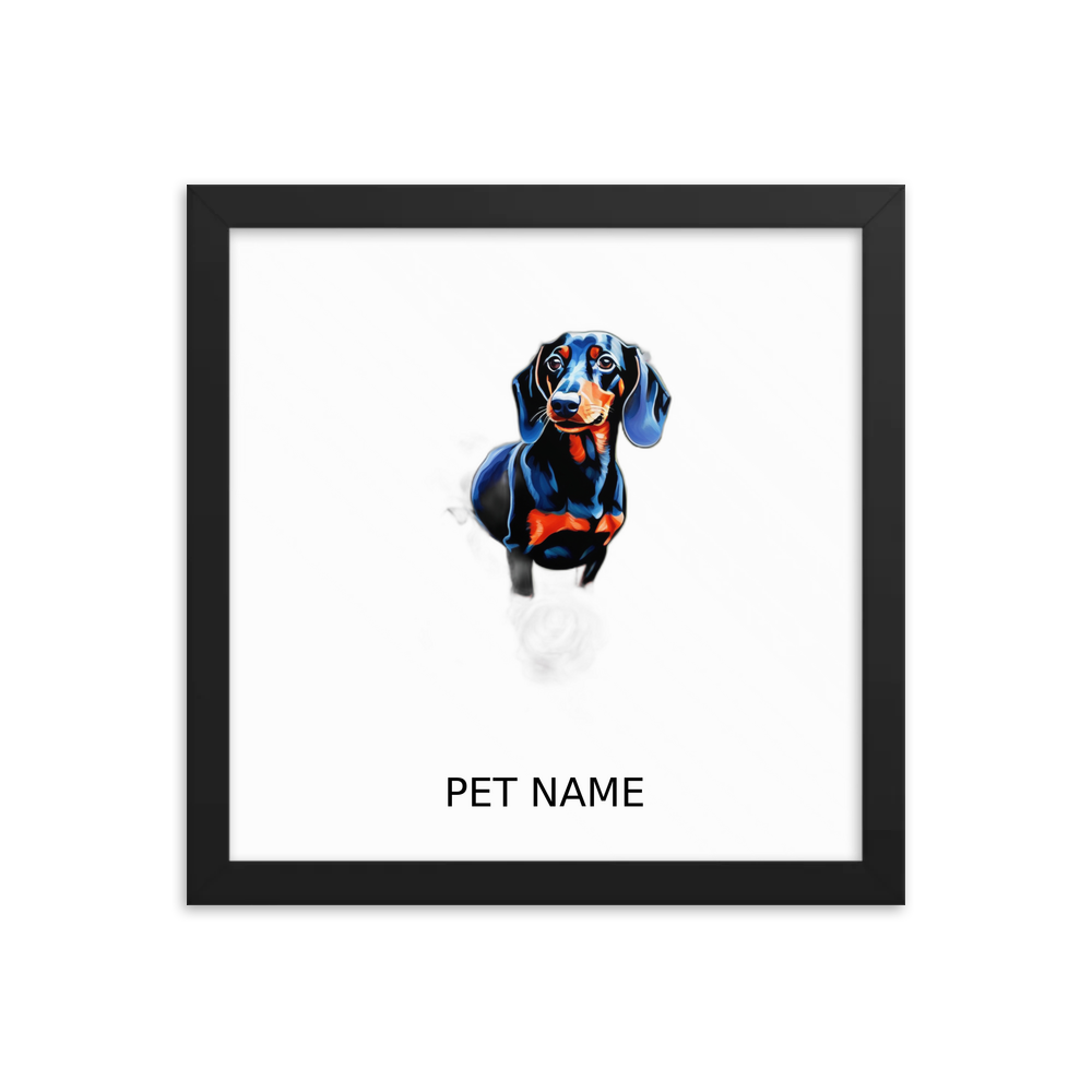 PugMug Custom Black Dachshund Framed Print with Your Pet’s Name