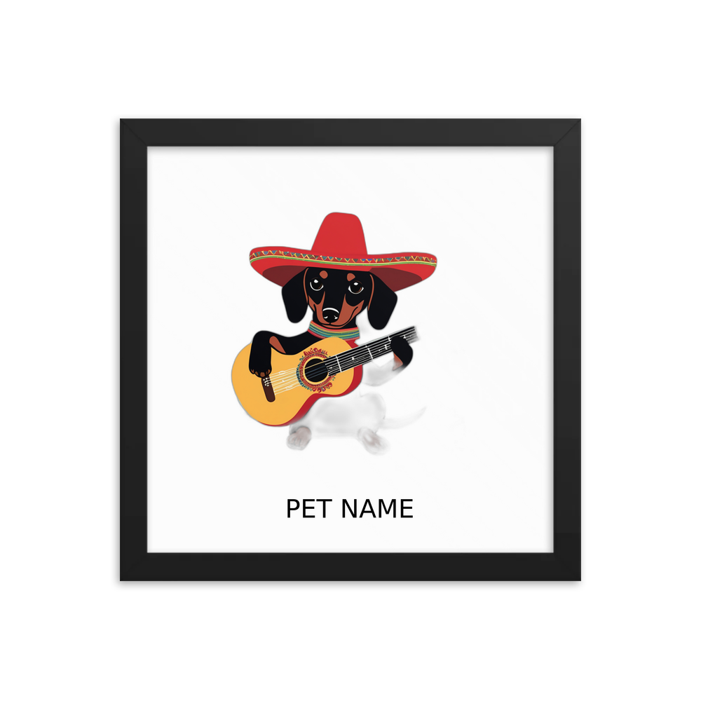 PugMug Custom Black Dachshund Framed Print with Your Pet’s Name