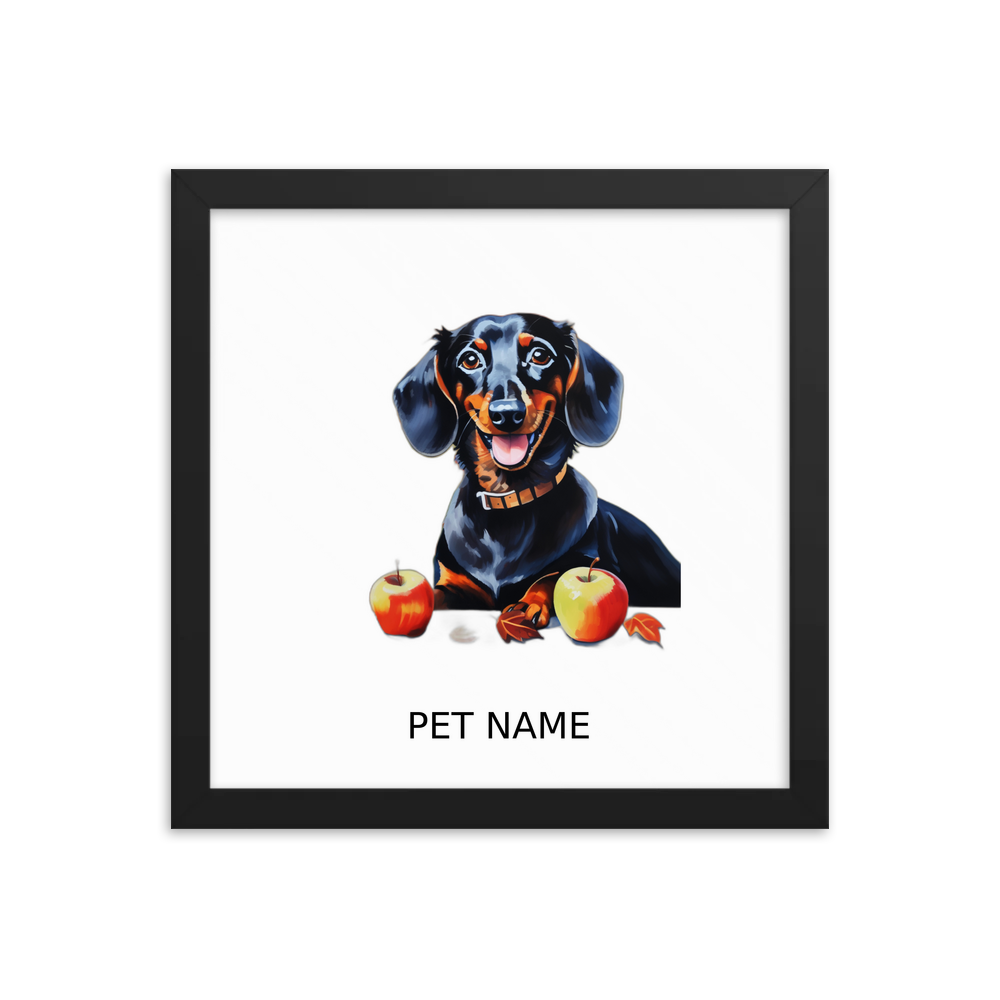 PugMug Custom Black Dachshund Framed Print with Your Pet’s Name
