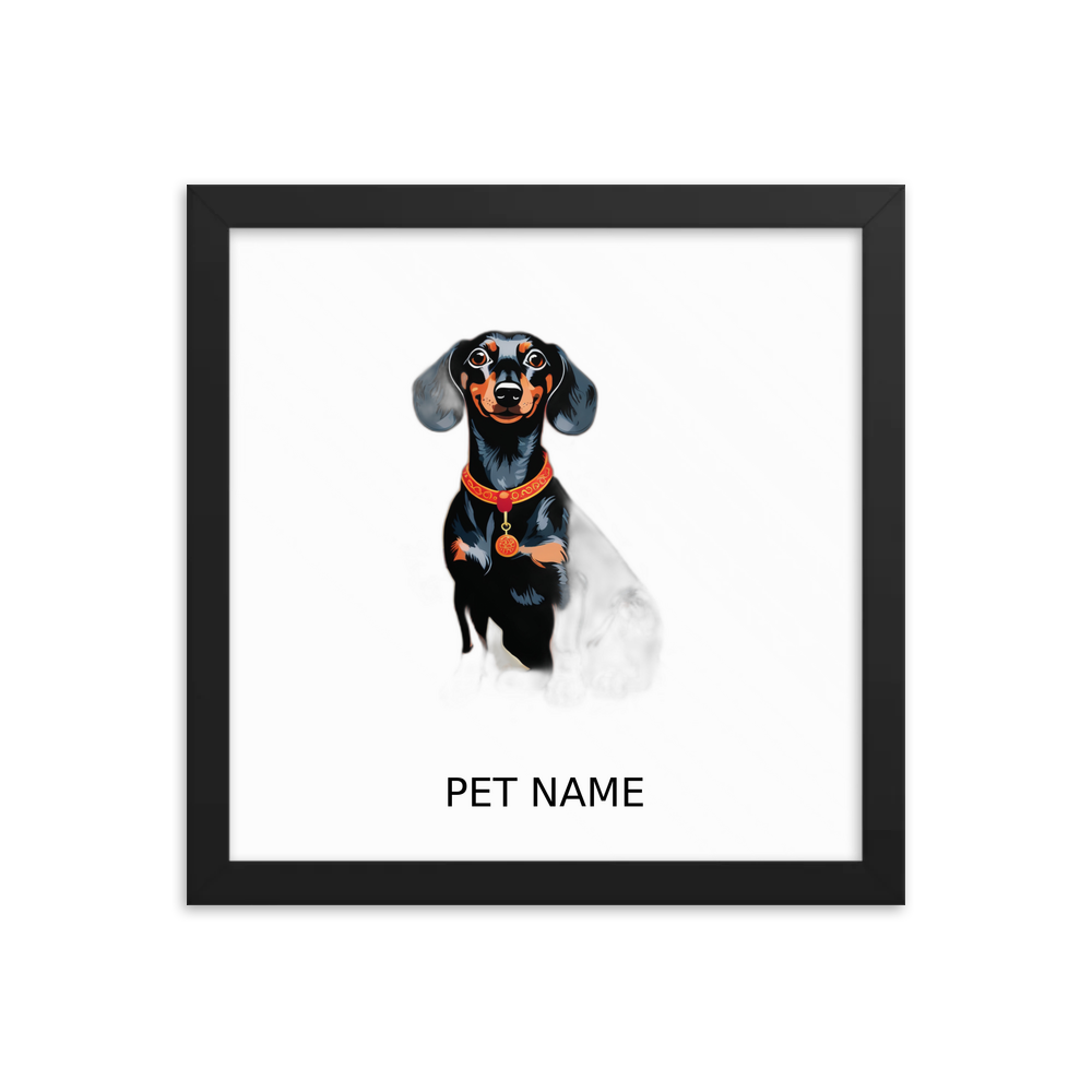 PugMug Custom Black Dachshund Framed Print with Your Pet’s Name