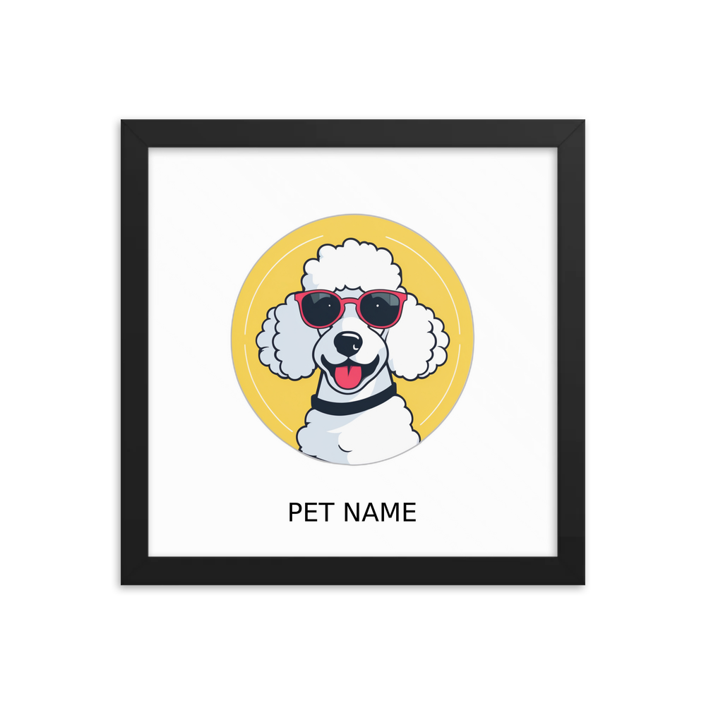 PugMug Custom White Poodle Framed Print with Your Pet’s Name