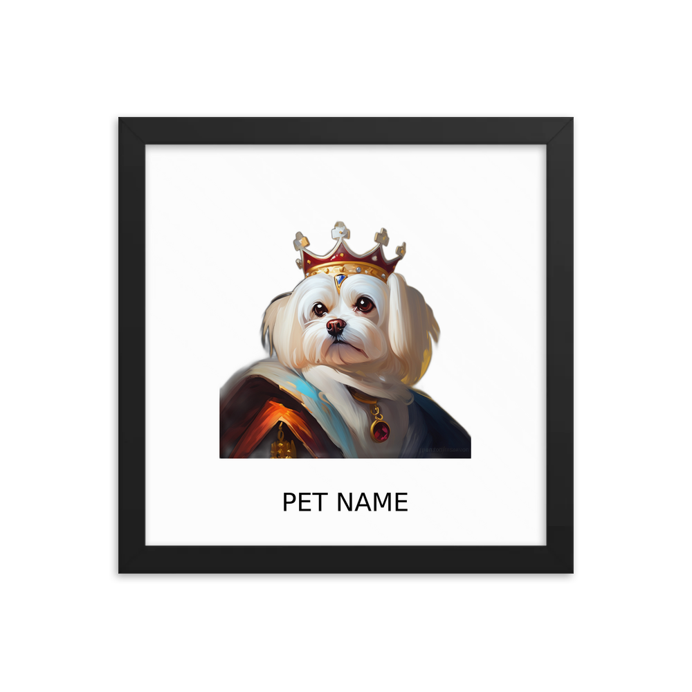 PugMug Custom Maltese Dog Framed Print with Your Pet’s Name