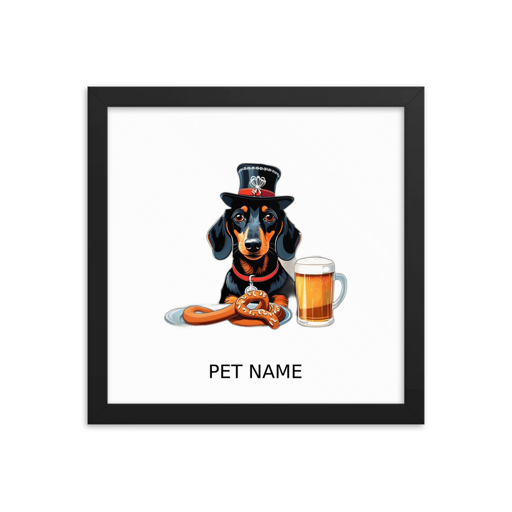 PugMug Custom Black Dachshund Framed Print with Your Pet’s Name