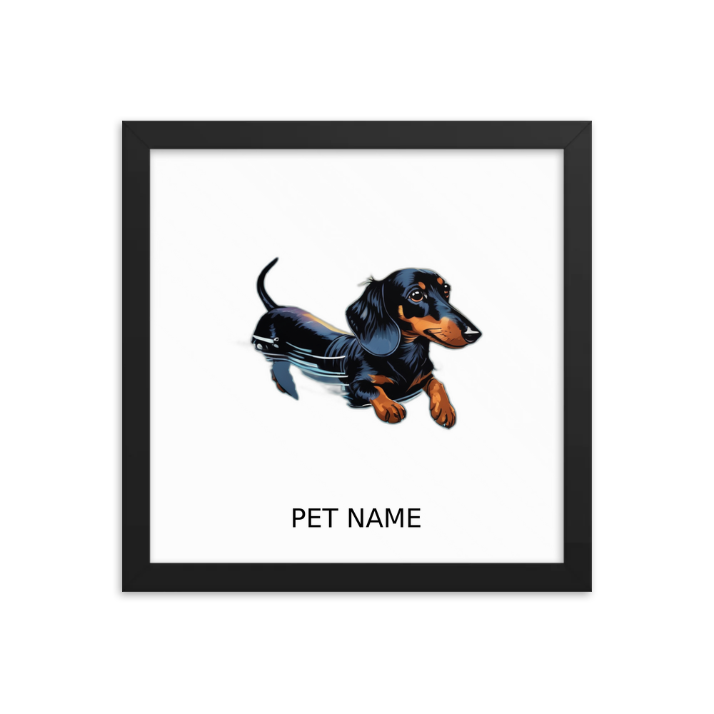 PugMug Custom Black Dachshund Framed Print with Your Pet’s Name