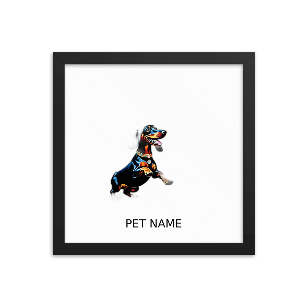 PugMug Custom Black Dachshund Framed Print with Your Pet’s Name