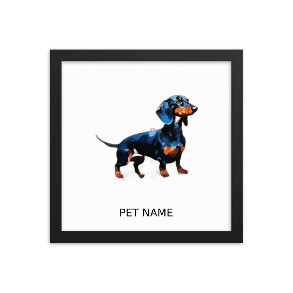 PugMug Custom Black Dachshund Framed Print with Your Pet’s Name