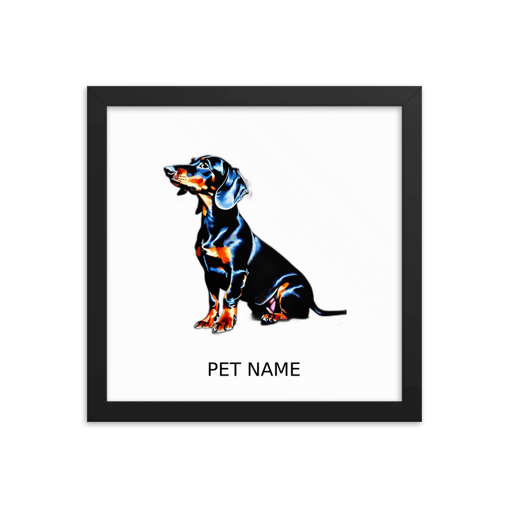 PugMug Custom Black Dachshund Framed Print with Your Pet’s Name