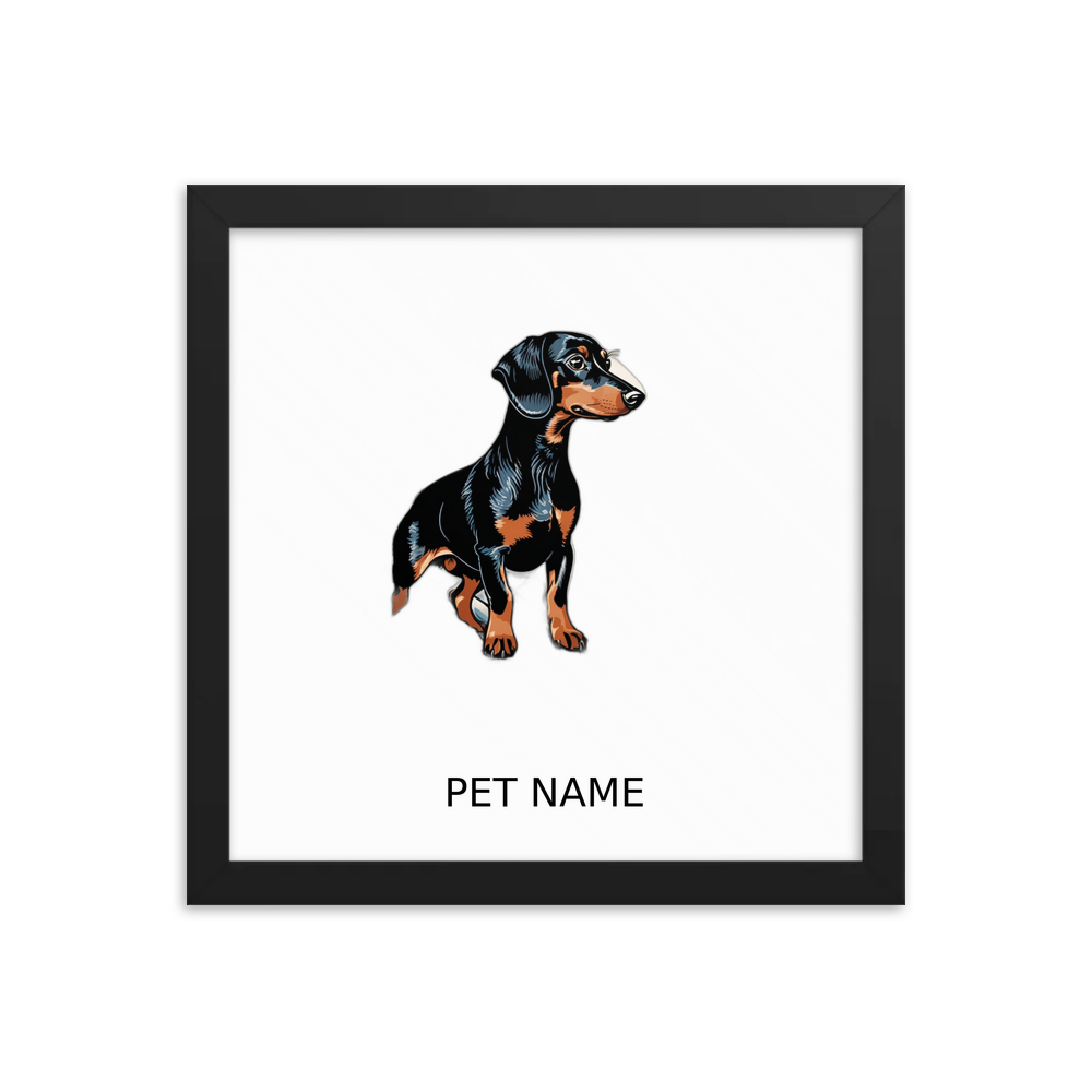 PugMug Custom Black Dachshund Framed Print with Your Pet’s Name