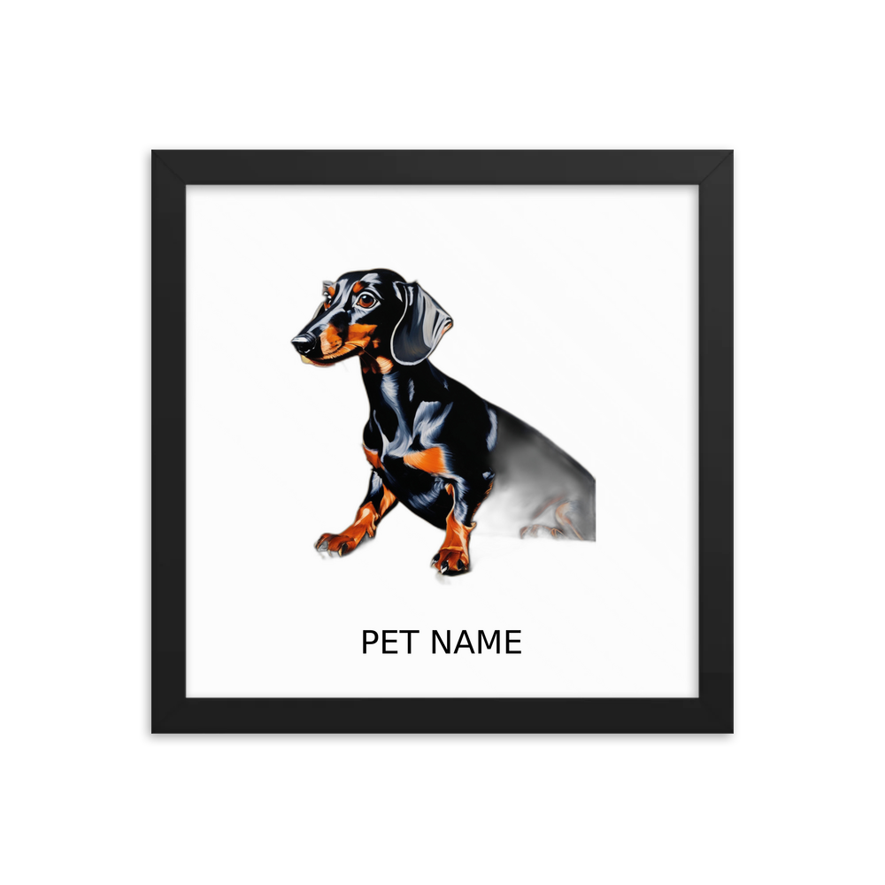 PugMug Custom Black Dachshund Framed Print with Your Pet’s Name