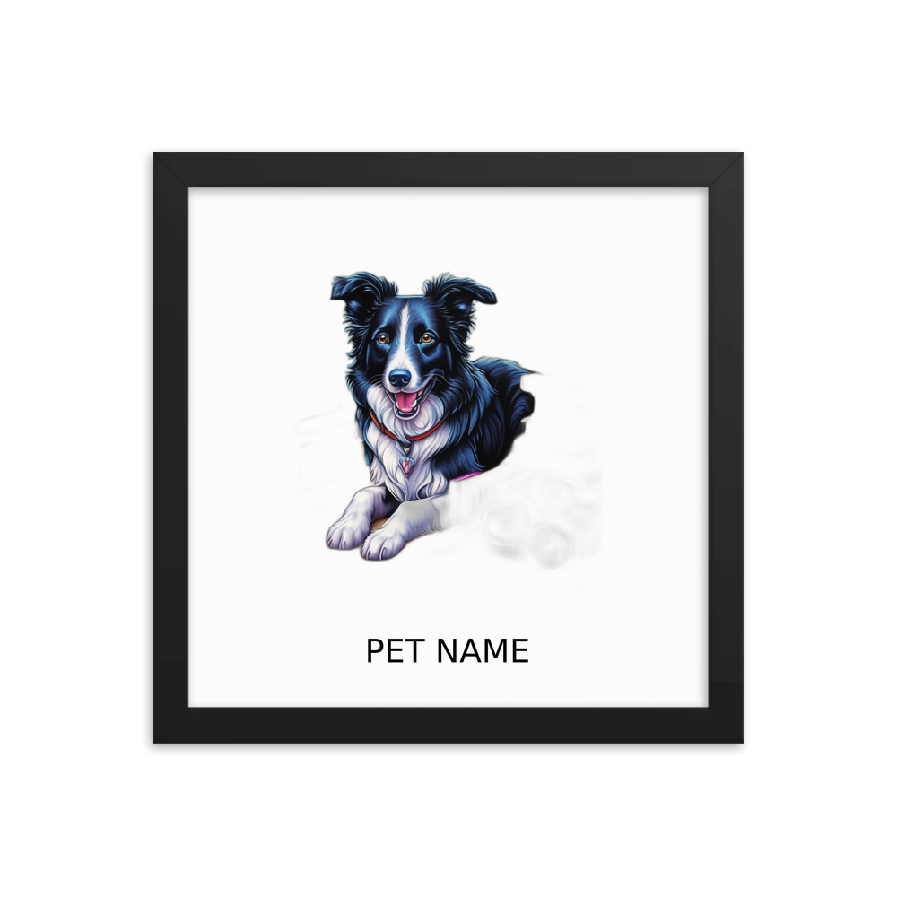 PugMug Custom Border Collie Framed Print with Your Pet’s Name