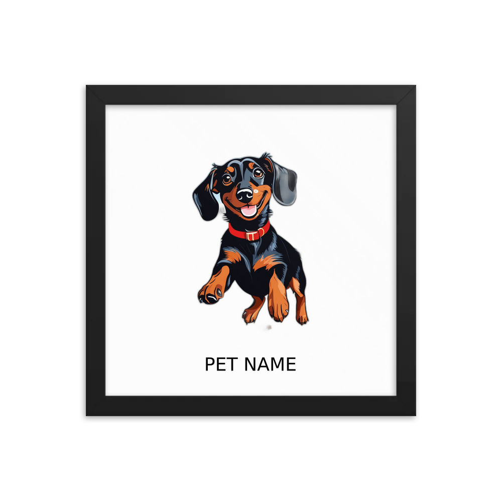 PugMug Custom Black Dachshund Framed Print with Your Pet’s Name