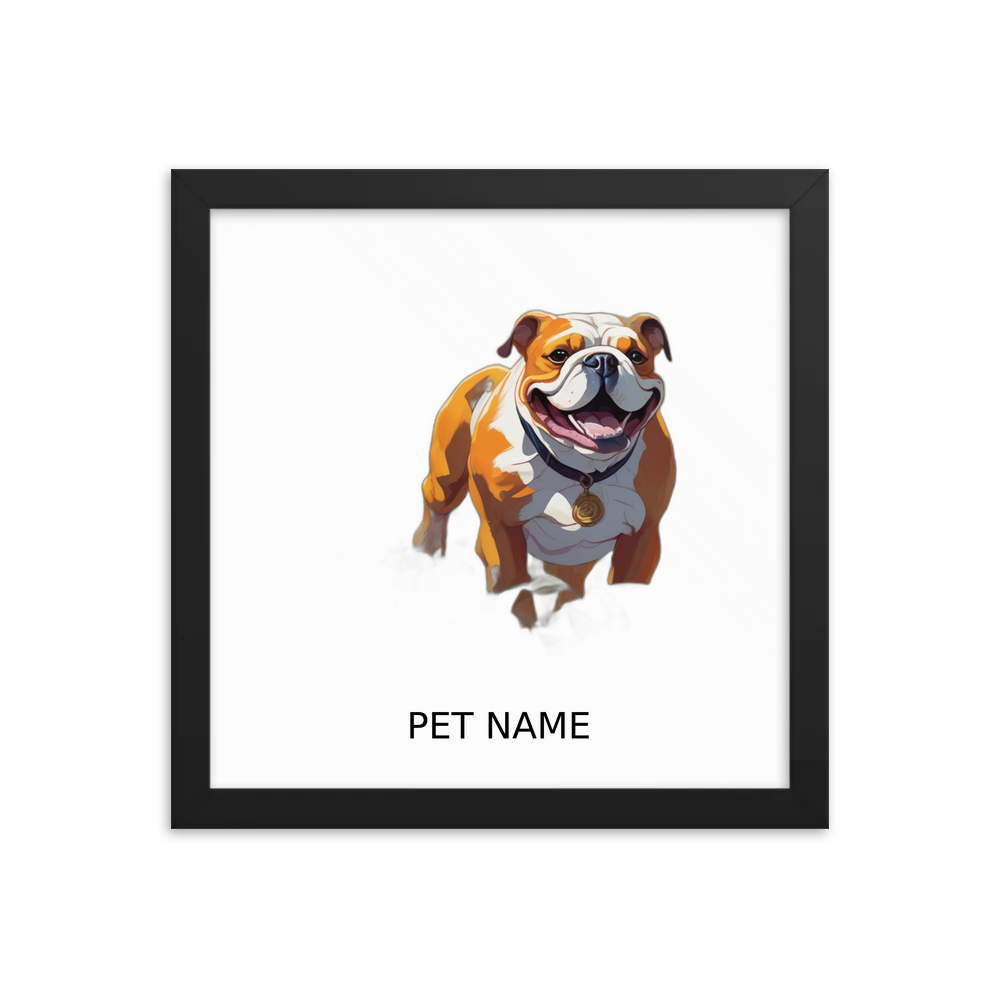 PugMug Custom Bulldog Framed Print with Your Pet’s Name