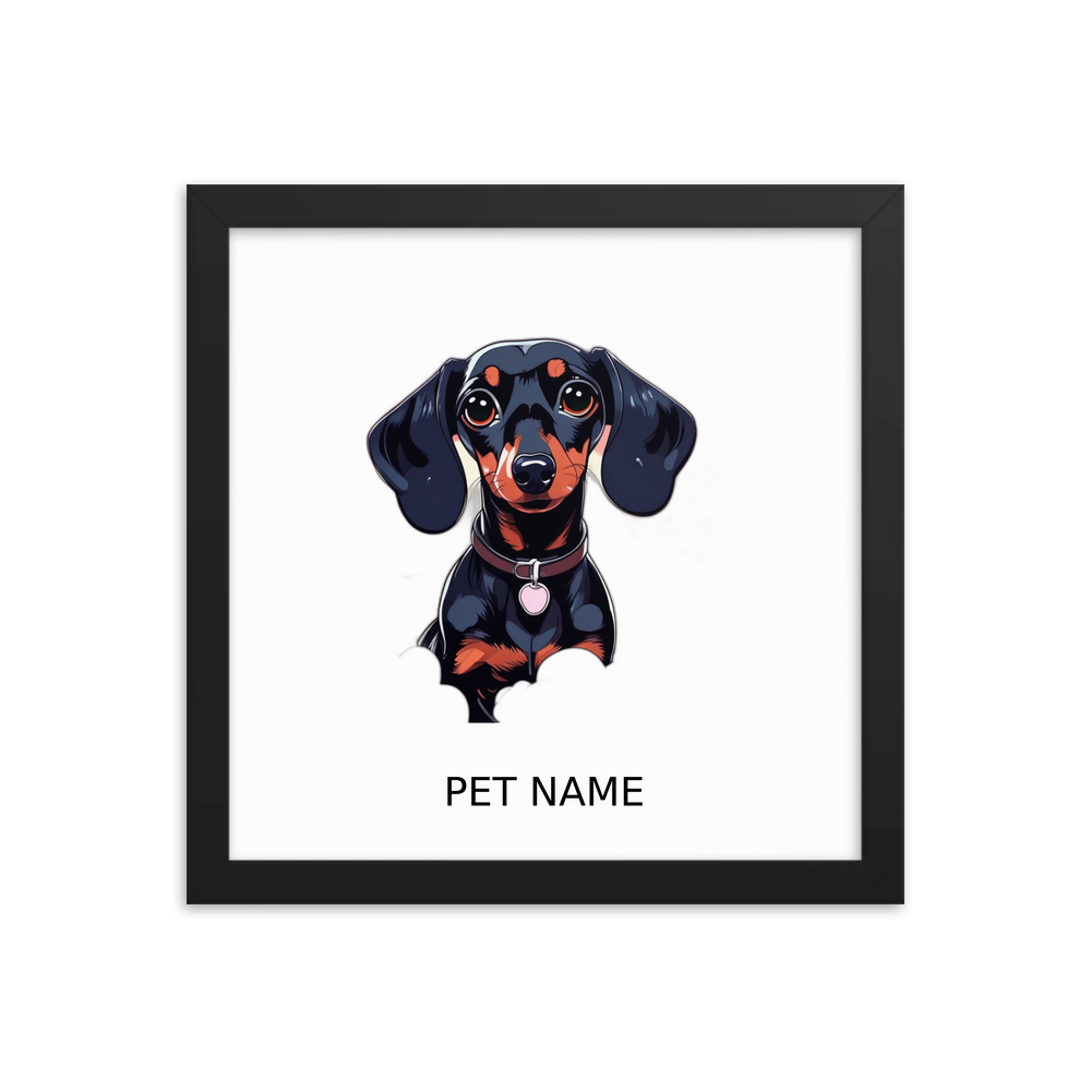 PugMug Custom Black Dachshund Framed Print with Your Pet’s Name