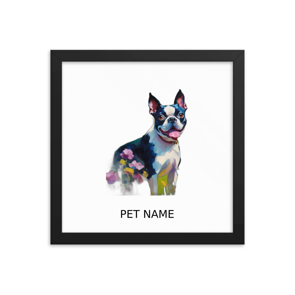 PugMug Custom Boston Terrier Framed Print with Your Pet’s Name