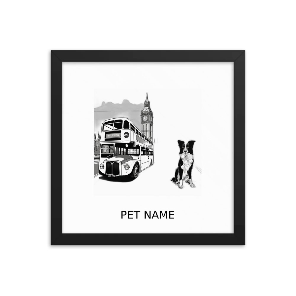 PugMug Custom Border Collie Framed Print with Your Pet’s Name