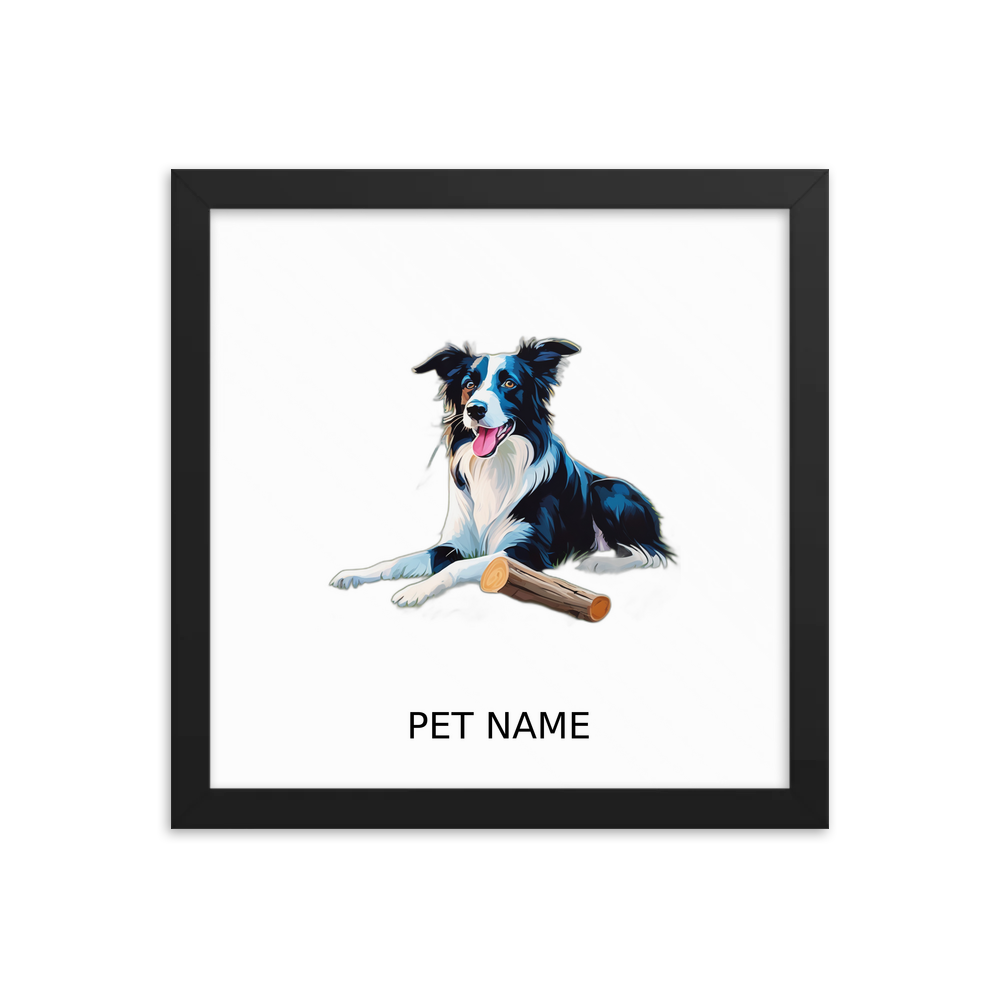 PugMug Custom Border Collie Framed Print with Your Pet’s Name