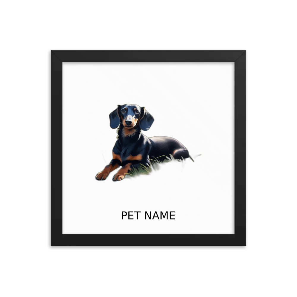 PugMug Custom Black Dachshund Framed Print with Your Pet’s Name