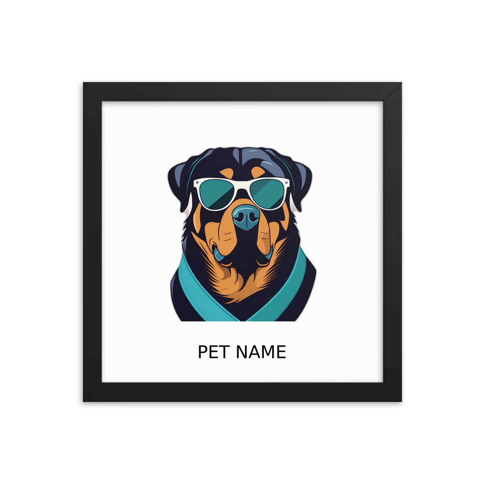 PugMug Custom Rottweiler Framed Print with Your Pet’s Name