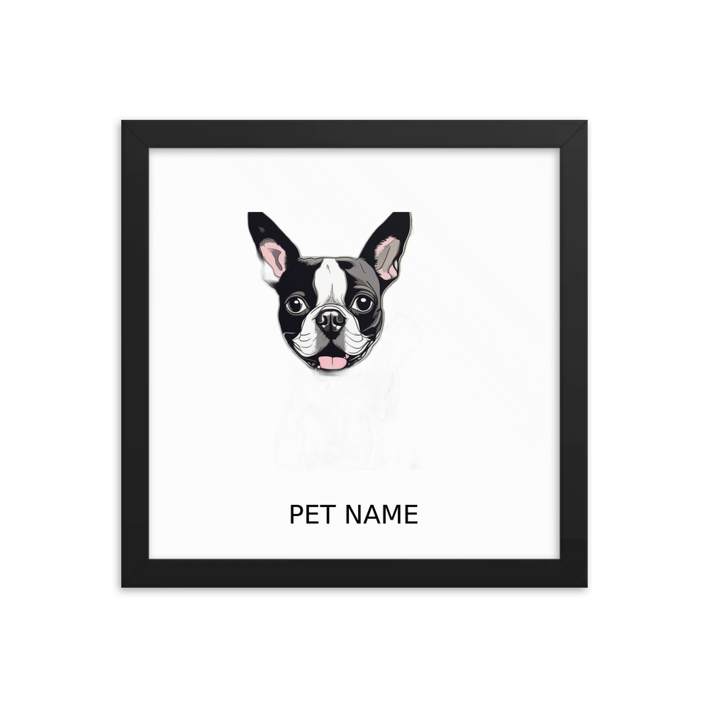 PugMug Custom Boston Terrier Framed Print with Your Pet’s Name