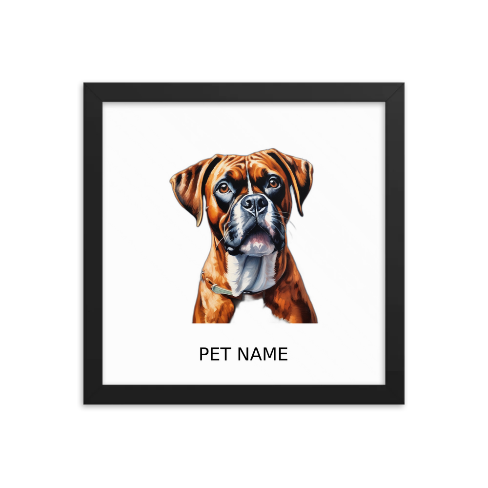 PugMug Custom Boxer Dog Framed Print with Your Pet’s Name