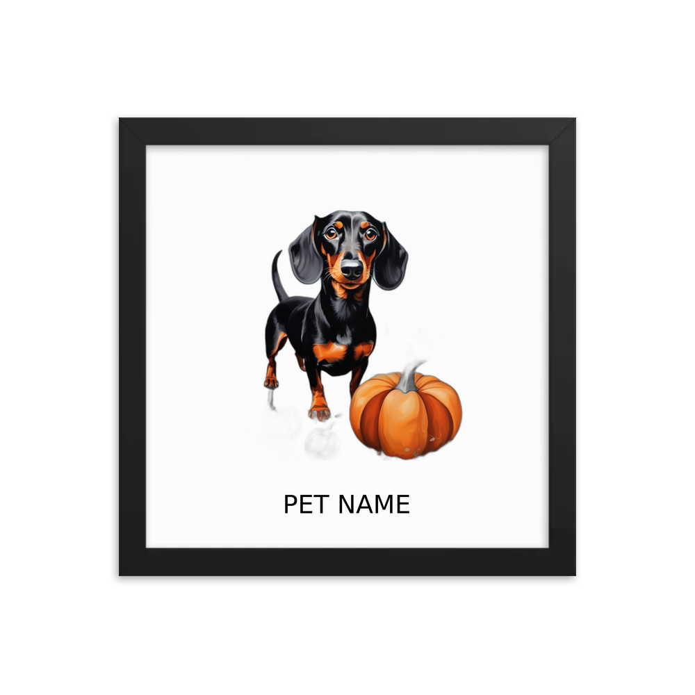 PugMug Custom Black Dachshund Framed Print with Your Pet’s Name