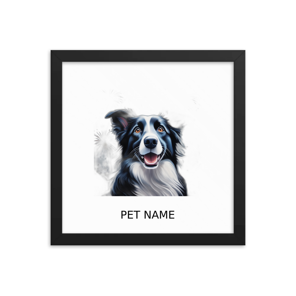 PugMug Custom Border Collie Framed Print with Your Pet’s Name