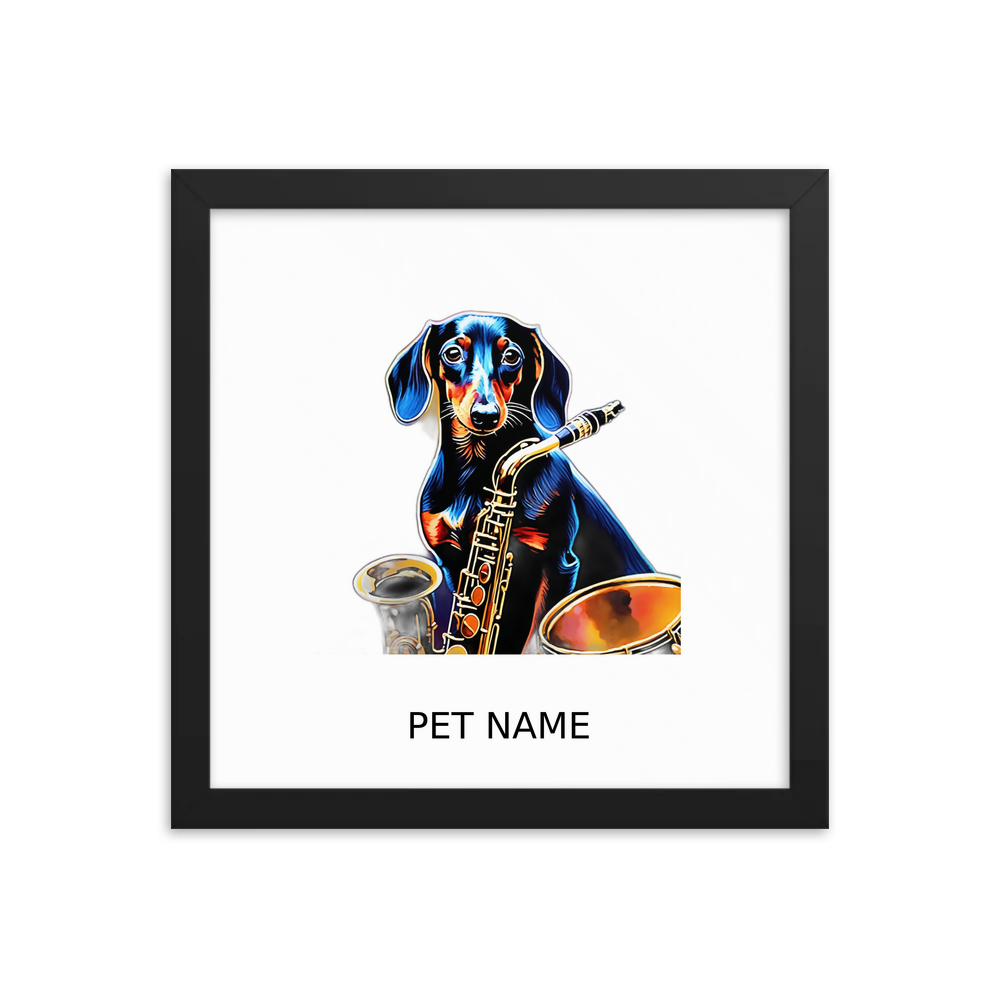 PugMug Custom Black Dachshund Framed Print with Your Pet’s Name