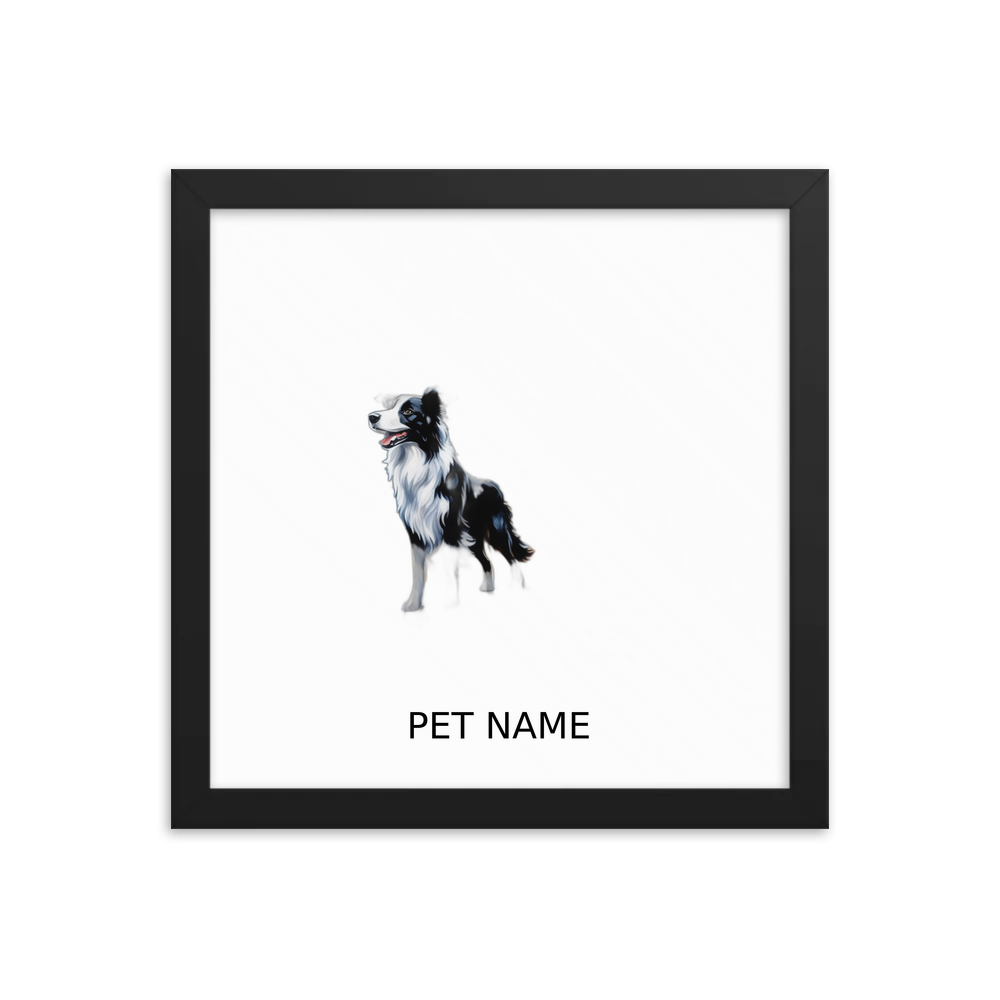 PugMug Custom Border Collie Framed Print with Your Pet’s Name