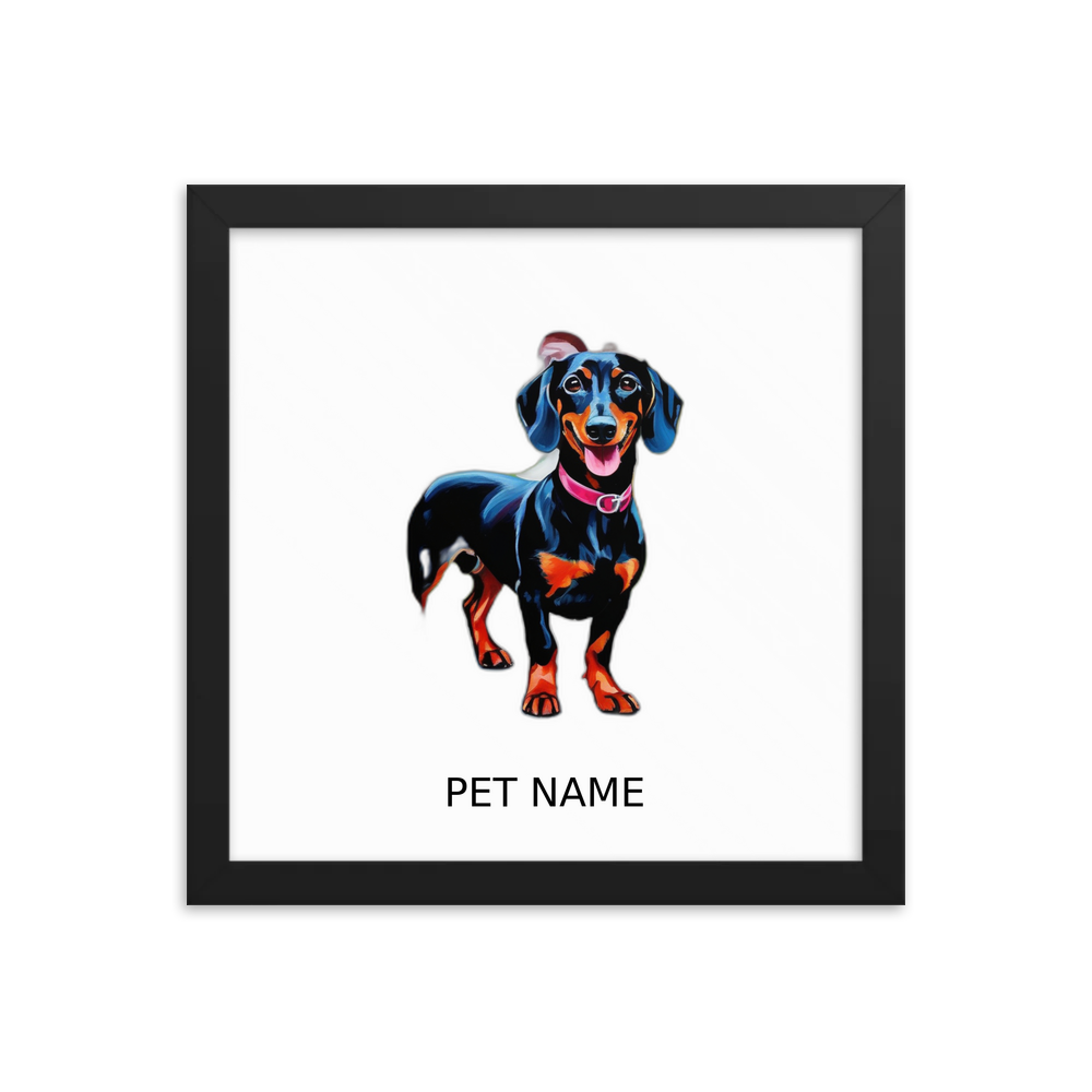 PugMug Custom Black Dachshund Framed Print with Your Pet’s Name