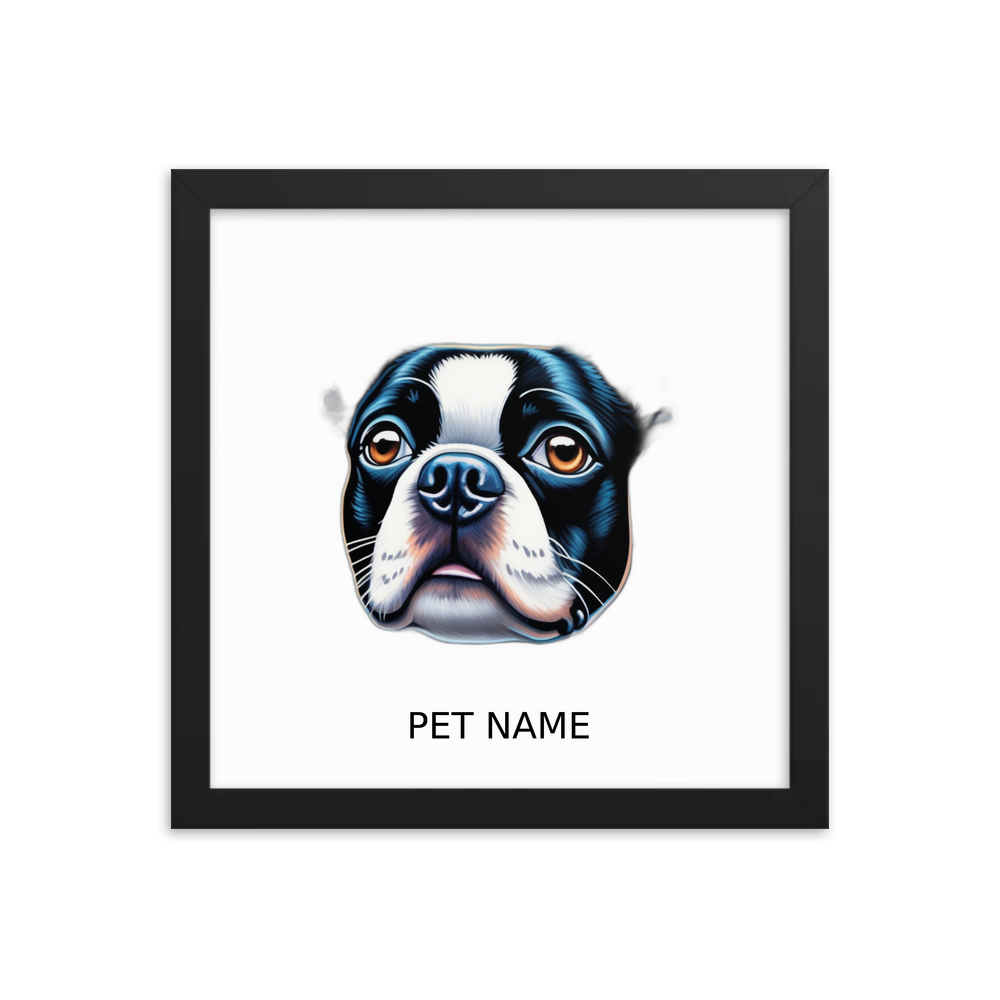 PugMug Custom Boston Terrier Framed Print with Your Pet’s Name