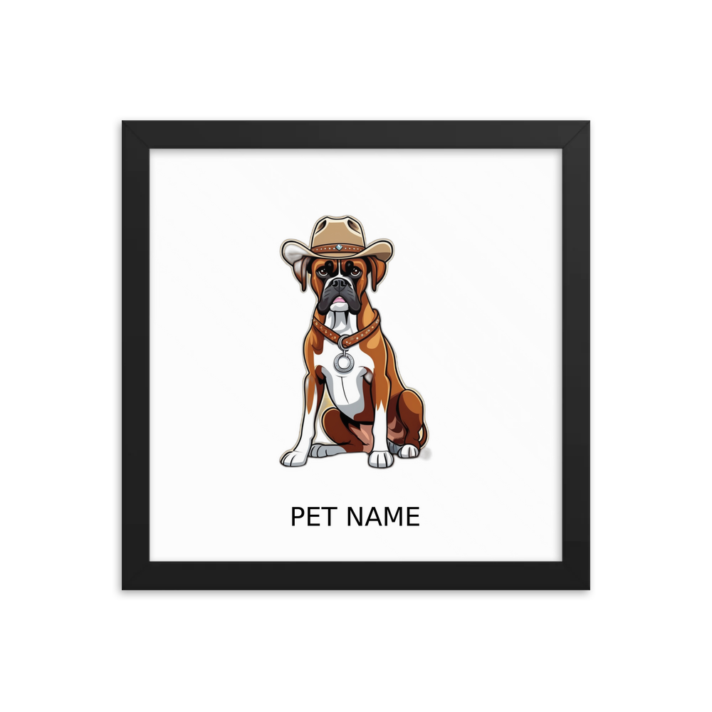 PugMug Custom Boxer Dog Framed Print with Your Pet’s Name