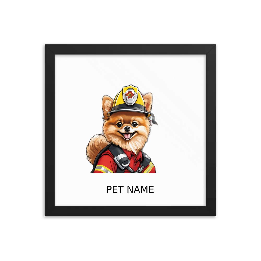 PugMug Custom Tan Pomeranian Framed Print with Your Pet’s Name