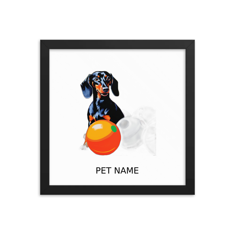 PugMug Custom Black Dachshund Framed Print with Your Pet’s Name
