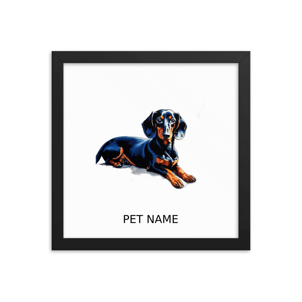 PugMug Custom Black Dachshund Framed Print with Your Pet’s Name