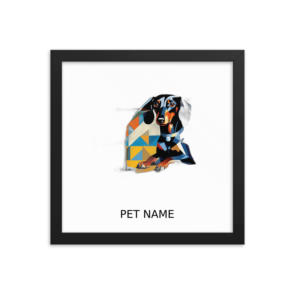 PugMug Custom Black Dachshund Framed Print with Your Pet’s Name