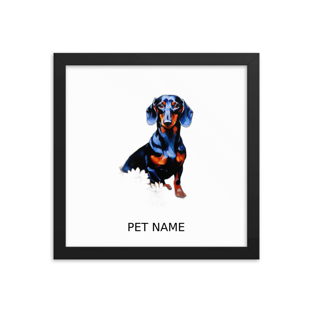 PugMug Custom Black Dachshund Framed Print with Your Pet’s Name