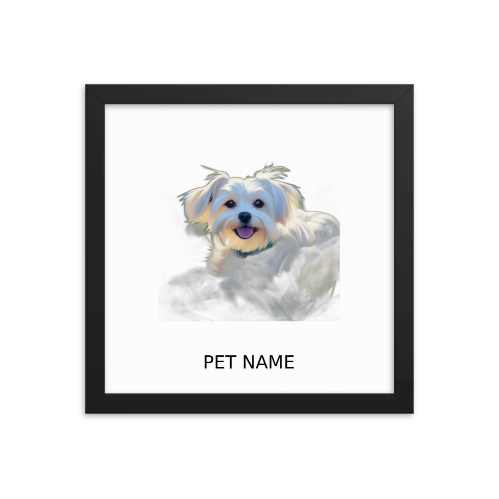 PugMug Custom Maltese Dog Framed Print with Your Pet’s Name