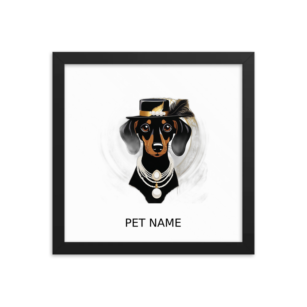 PugMug Custom Black Dachshund Framed Print with Your Pet’s Name
