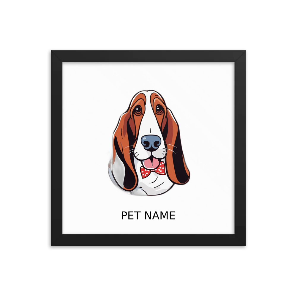 PugMug Custom Basset Hound Framed Print with Your Pet’s Name