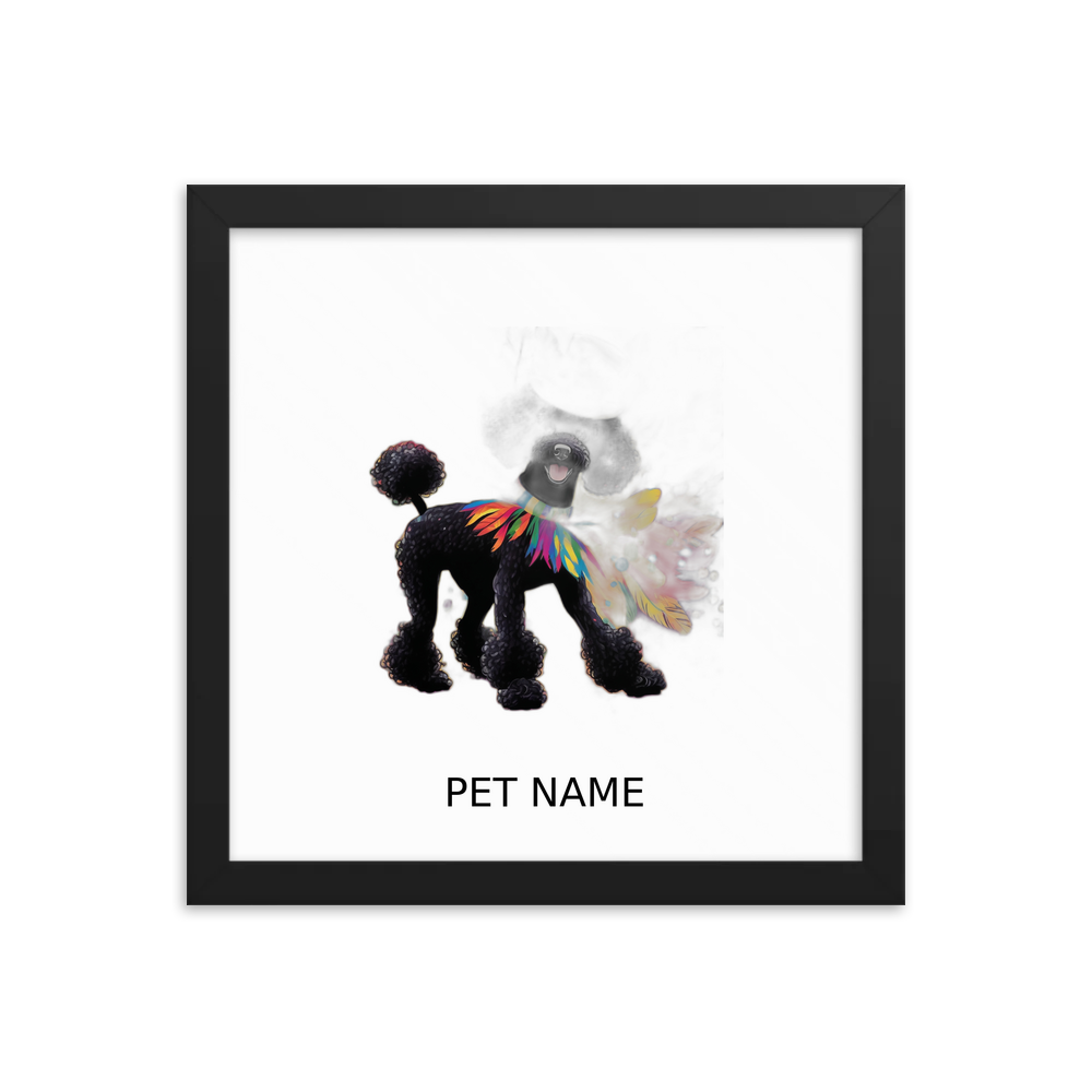 PugMug Custom Black Poodle Framed Print with Your Pet’s Name