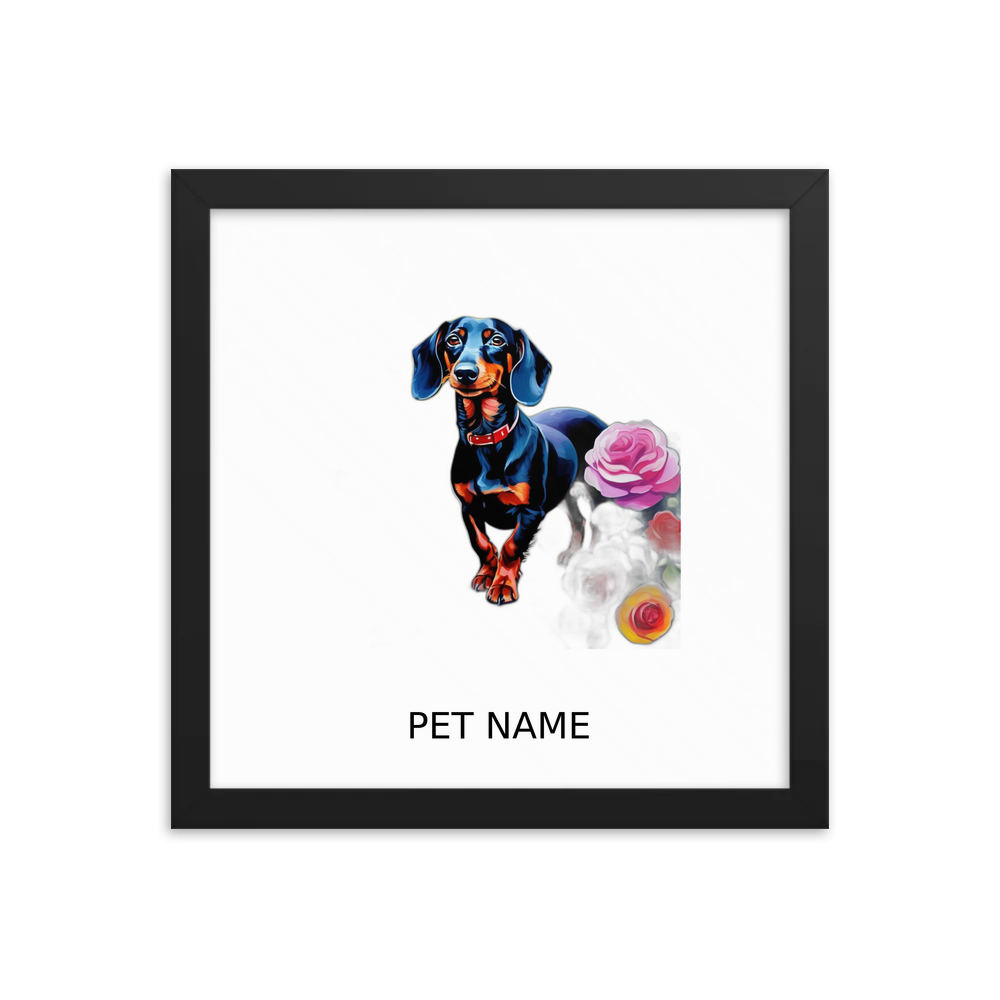 PugMug Custom Black Dachshund Framed Print with Your Pet’s Name