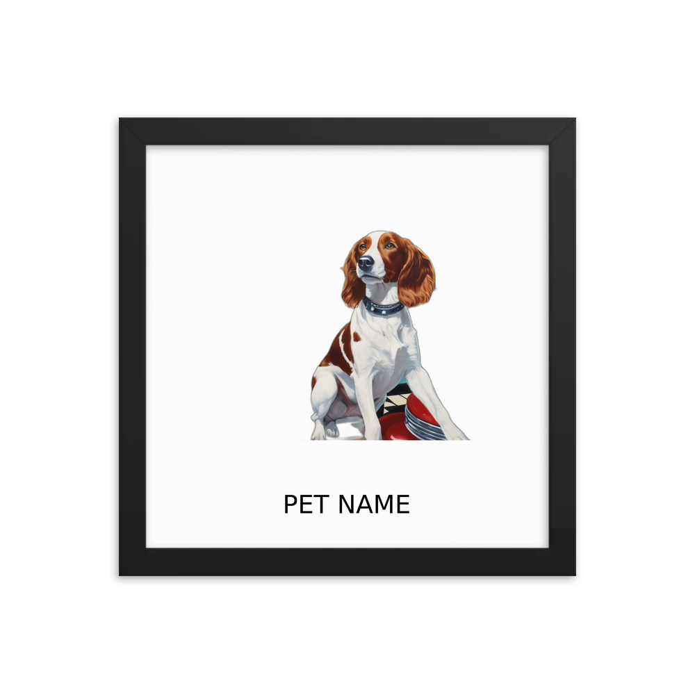 PugMug Custom Brittany Dog Framed Print with Your Pet’s Name