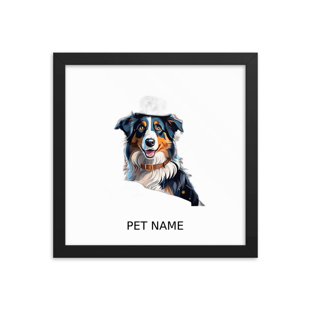 PugMug Custom Australian Shepherd Dog Framed Print with Your Pet’s Name